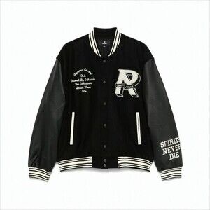 Represent Varsity-Style Jacket With Contrasting Leather Sleeves - NWT